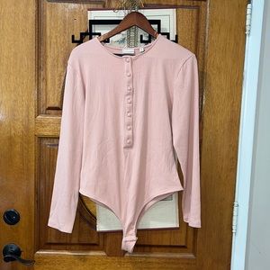 Eva Mendes for New York & Company Pink Button Bodysuit